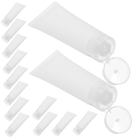 LIFKOME 50 Piezas Botes Pequeños de Viaje Reutilizables Tubos de Crema Vacíos Recargables Tapa Abatible Envases Transparentes para Loción Limpiador y Pasta de Dientes Portátil