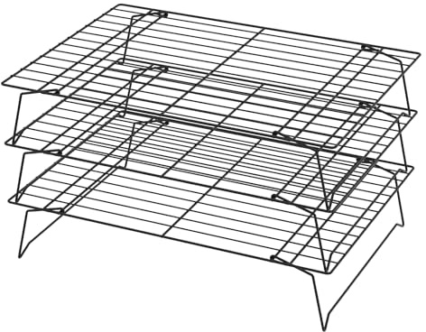 Fyeme Kuchengitter 3 Etagen 24x34cm Metall Faltbar Abkühlgitter Rostbeständig Gleichmäßiges Erhitzen Küchen Zubehör Cooling Rack für Backen Grillen Kochen Trocknen