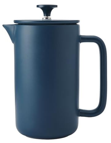 La Cafetière Arezzo 8 Cup 1L Stoneware Cafetière, Heat Resistant French Press with Easy-Grip Plunger, Navy