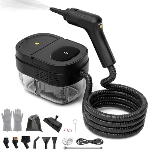 Dcceeo Handångrengörare, 2 500 W högtrycksångrengörare med 3-positioners justerbart handtag och 1,6 l vattentank, bärbar ångtvätt för fönster, kök, bil, golv