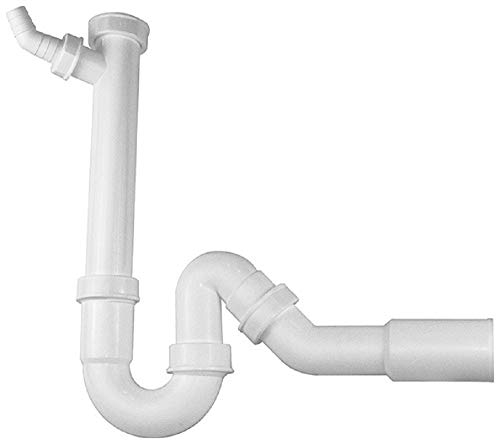 BLANCO Geruchsverschluss (Siphon) 1,5'' x 50 mm (Abgang Ø=40 oder 50 mm) | Geruchsverschluss 1 1/2 mit verstellbarem Auslauf mit Spülmaschinenanschluss | Abgang Ø 40 oder 50 mm