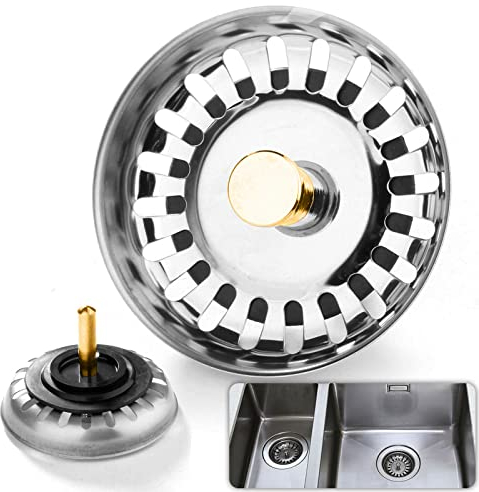 Safekom Premium Stainless Steel Sink Drain Plug and Strainer | Basin Filter Basket Stopper for Kitchen and Bathroom