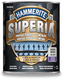 Hammerite Superia Esmalte antioxidante al agua, Satinado, Color Blanco, 750 ml