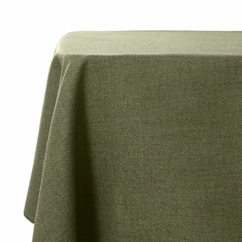WAITER TREE Table Cloth 140x240 cm Rectangular Wipe Clean Table Cover, Olive Faux Linen Wipeable Waterproof Tablecloth for Outdoor Picnic Dining Kitchen Party - Moss Green