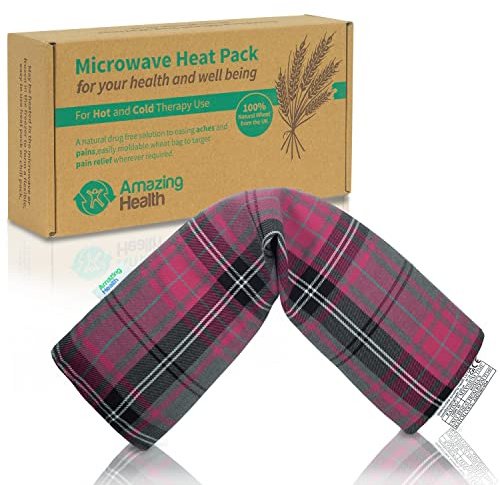 Amazing Health Wheat Bags Microwavable – Hot and Cold Pack for Men and Women - Microwave Heat Pad with Natural Wheat – Heat Pack Cotton Tartan Microwave Wheat Bag 42cm Long for Aches and Discomfort