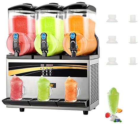 VEVOR Kommerzielle Slusheis Maschine, 3 x 15 L Slusheis Maschine 800 W 220 V Slusheis Eismaschine, Slushgerät 63 x 45 x 80 cm Slushy Maker Maschine, 2 Modi Intelligentes LED-Bedienfeld Slushy Maker