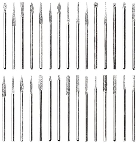 Bestgle 30 Pezzi Frese Diamantate Set di Punte per Punta Diamantata 2,35 mm Frese Diamantate Trapano Strumento Multifunzione Fai da Te