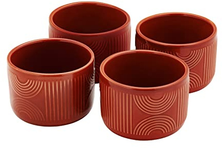Maxwell & Williams HY0103 Auflaufformen-Set 4 tlg. rund – Serie Arc – 10 x 7 cm Terracotta – Keramik in Geschenkbox