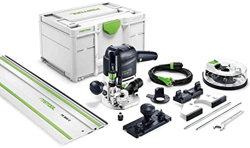 Festool Fresa superiore OF 1010 Set REBQ + scatola (con pinza, arresto laterale, adattatore per binari, taglierino, scatola fresa, chiave a forchetta, guida guida), in Systainer