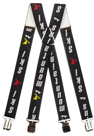 Olata Bretelle Elastiche a Forma di X e Y, Regolabili, per Salopette da Sci (Nero/Grigio). X-Forme - Metallo (Adulto)