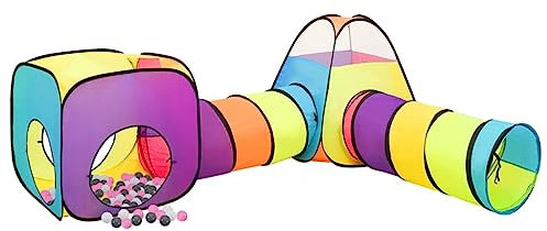 vidaXL Spielzelt mit 250 Bällen Mehrfarbig 190x264x90 cm, Spielzelt mit Bällen, Spielhütte, Zelt mit Bällen, Spielhaus, Zelt, Kinder Spielzeug