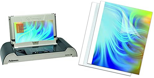 Fellowes Helios 30 - Encuadernadora térmica, uso frecuente, hasta 300 hojas & Carpetas para encuadernación térmica estándar 3 mm, pack de 100, color blanco