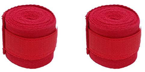 KVSERT 2 Stück 2,5 m Eslatic Baumwolle Sportband Boxbandagen für Muay Taekwondo Handschuhe Wraps rot