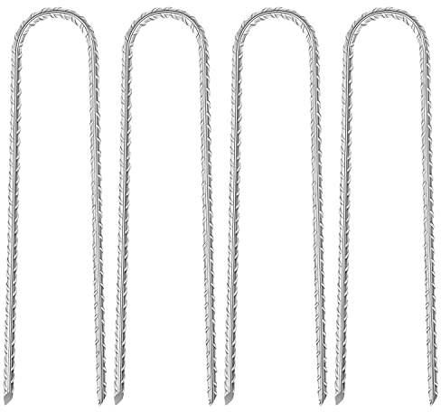 Erdanker Bodenanker, 4 Stück 27cm Bodenanker Erdanker, Erdanker Bodenanker, 8mm Verzinkt Erdnägel, U Förmig Erdanker Geeignet für Camping Trampolin Zelt Garten Verstärkung Gartenzaun