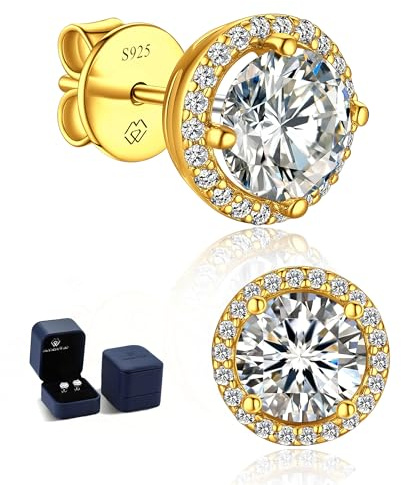MomentWish Orecchini Moissanite Oro 18K Argento 925, 1 Carati Orecchino Punto Luce Donna Bottone Anallergici Simulato Diamanti Brillanti con Certificato GRA Regalo 5mm