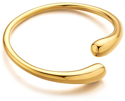 ENSKEFEN Bracciale rigido da donna, regolabile, aperto, in oro, minimalista, bracciale da polso, 7 inches, Ottone, Nessuna pietra preziosa