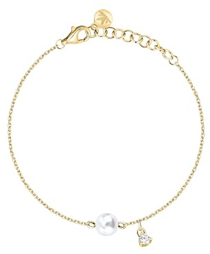 Morellato Bracciale Donna in Argento 925‰, Placcatura Oro Giallo 18k, Collezione Perle Contemporary, Perla - SAWM06