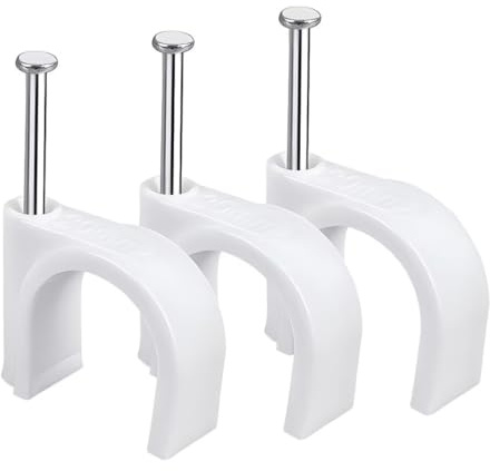 SYDARSYN Fermacavi Muro, 12mm Fermacavo con Chiodo, Rotondi Graffette Clip per Cavi, Fascetta per Cavi 12mm (100 Pezzi)