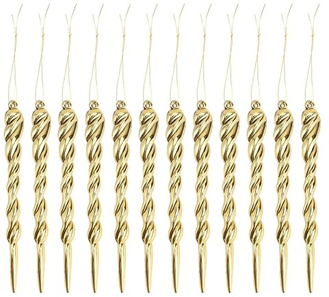 GOOHOCHY 12Pcs Acrylic Icicle Ornaments for Christmas Tree Hanging Decoration DIY Plastic Christmas Pendants for Home Holiday Xmas Party