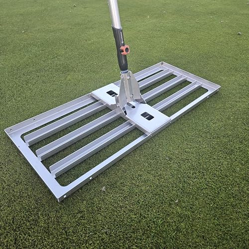 Edelstahl Rasenrakel L in 80cm Breite und Adapter für Gardena Systemaufnahme.