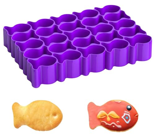 Fisch Keksausstecher mit 25 Mulden, Antihaftbeschichtete Backform aus Kunststoff für Leckereien Teig Backen