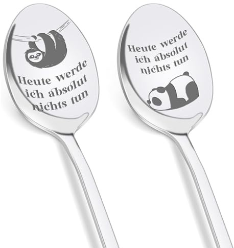 2 Stück Gravierter Kaffeelöffel aus 304 Edelstahl mit Spruch Heute Werde ich Absolut Nichts Tun, Personalisierter Teelöffel, Geschenk für Rentner, Hochzeit, Geburtstag, Mama Papa Oma Opa