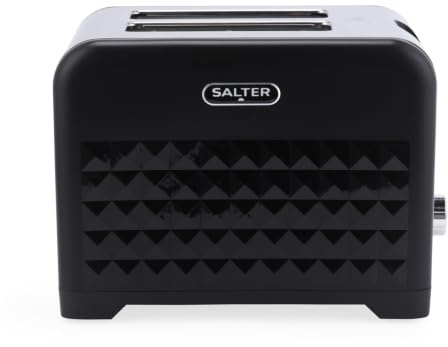 Salter Diamond 2-Slice Toaster, Wide Slots, 7 Browning Levels | Defrost, Reheat, Cancel Functions, High Lift Eject, Self-Centring Slots, Removable Crumb Tray, 930 W, Black Finish