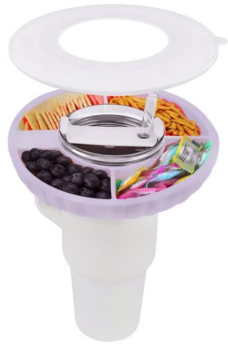 Stanley Cup Accessories: 40 oz Tumbler with Handle, 4-Compartment Snack Tray, Purple