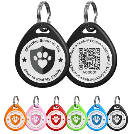 ilFindYou Dog Tags Personalized, QR Code Pet ID Tags for Dog Collar, Online Profile, Scan Location Alerts, Black