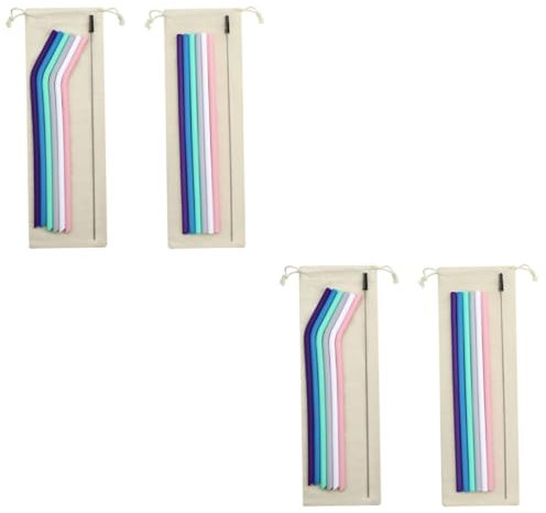 Ciieeo 4 Juegos De Pajitas Para Beber Pajitas De Café Reutilizables Para Bebidas Vasos De De Cóctel Portátiles Pajita Plegable Pajita De Silicona