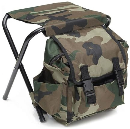 Gaxcent Sitzrucksack Klappbar Campingstuhl Hocker, Mit Tasche Camouflage Portable Campinghocker Tragbar Rucksack Stuhl Ultraleicht Angelrucksack Klappstuhl,A