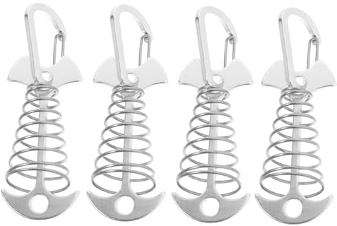 OSOLADY Camping Heringe 4 Stück Robustes Zeltzubehör aus Aluminium und Edelstahl mit Verschleißfestem Seilspanner für Outdoor Camping und Verbesserte Stabilität