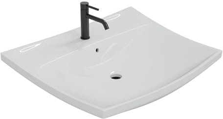 HAGO24 | Keramik Waschbecken | 605x460x165mm | Trapezform | Weiß | Hängewaschbecken | Aufsatzwaschbecken | Überlauf | Standard-Anschluss | Kratzfest