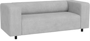 S-Style Möbel Sofa Couch 2 Sitzer 151 x 80 x 65 cm Freistehend Cord Stoff Kratzfest Viggo Hellgrau