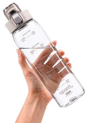 Opard Zip 32oz Plastic Water Bottle Dishwasher Safe, Leakproof Flip-Top Lid, BPA Free Tritan, Wide Mouth Reusable Sports Water Bottle for Gym Hiking Commuting Outdoor Travel and School