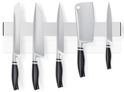 Magnetlist kniv självhäftande, självhäftande knivhållare, magnet knivhållare av rostfritt stål, knivlist magnetisk utan borrning, magnetlist knivblock (30 cm)