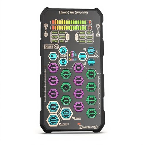 Sxhlseller Jeu de Changeurs de Voix de Jeu, Carte Son à la Main K9, 6 Transformations Vocales Différentes et 12 Emplacements électroniques, écouteurs et Microphone pour L'enregistrement de