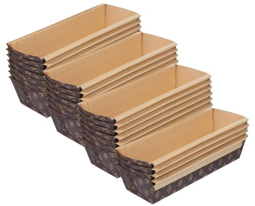 TOYANDONA Stampo per Pane a Forma di Barca in Carta, 25 Pezzi Khaki | Resistente al Calore, Demoulding Facile, Conduzione Uniforme, per Forno e Tè del Pomeriggio