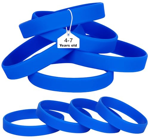 LVNRIDS Braccialetti elastici in silicone blu, 25 pezzi, per bambini, lunghezza 16 cm, colorati, per lavoro, scuola, attività, feste, eventi, festival musicali