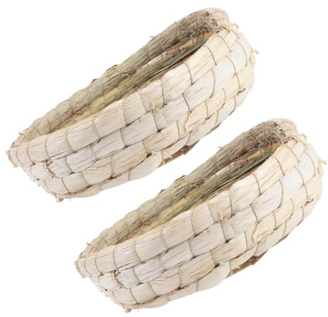 BESTonZON Nido di Uccelli Intrecciato in Paglia Naturale, Nido per Schiusa e Allevamento Piccioni e Colombe, Diametro 23 Cm, Set 2 Pezzi, Rustico e Resistente per Gabbie e Pollame Domestico