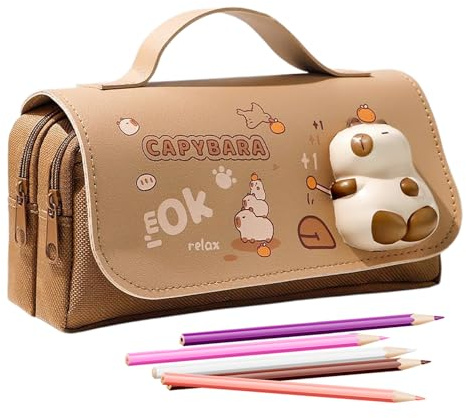Genérico Estuche Estético | Estuche Capibara Panda para Bolígrafos y Lápices Adorable,Organizador De Material De Oficina Y Escuela para Clases Cumpleaños Navidad