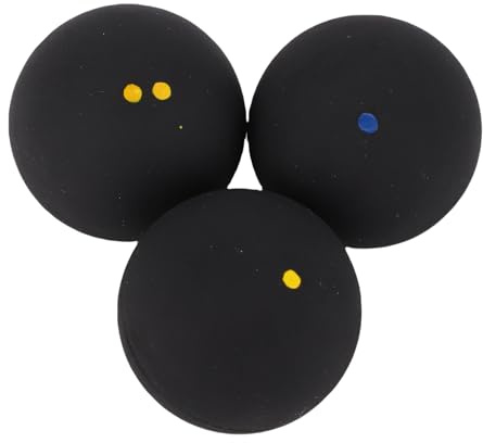 Keenso Squashball, 3-teiliges Übungs-Squash-Trainingsball-Kombi-Set mit Einzelnem/doppeltem Gelbem Punkt und Blauem Punkt für Anfänger, Fortgeschrittene, Profispieler