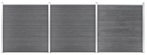Gartenzaun WPC 526x186 cm Grau, Holz-Kunststoff-Verbund Sichtschutzzaun, robustes Zaunpaneel-Set für Garten und Hof, langlebig und pflegeleicht