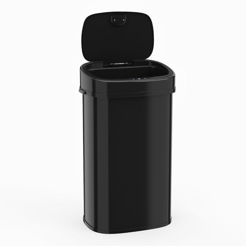 GOPLUS Poubelle Cuisine 60 Litres Automatique Double Compartiment, Noir | Poubelle Tri Selectif avec Capteur Infrarouge, Couvercle Automatique Silencieux, Structure Métal, Idéal pour Cuisine, Bureau