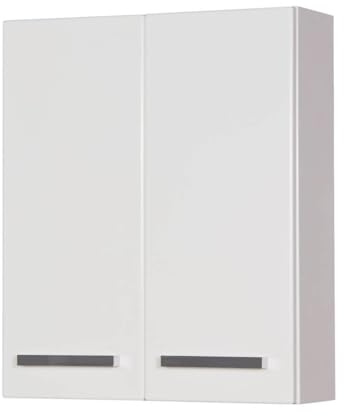 Quentis Badschrank, Hängeschrank Breite 60 cm, 2 Türen, vormontiert - passend zu den Badserien ARUVA, Genua & Susan, Hochglanz weiß