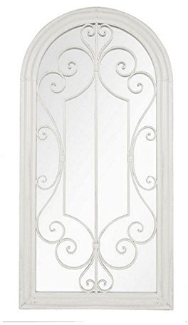 La Hacienda Scrolled Arch Outdoor Garden Mirror, One Size, White