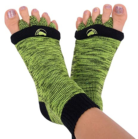 My Happy Feet Foot Alignment Socks with Toe Separators for Men or Women | Green and Black