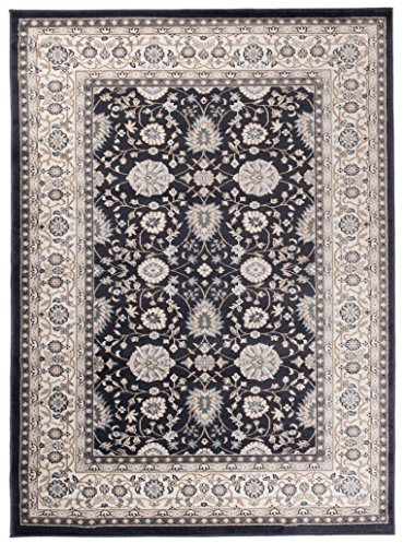 Traditioneller Klassischer Teppich für Ihre Wohnzimmer - Anthrazit Schwarz Creme - Perser Orientalisches Ziegler Muster - Blumen Ornamente - Top Qualität Pflegeleicht  AYLA  Groß 200 x 300 cm Groß