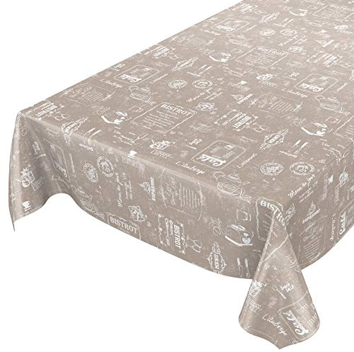ANRO Wachstuchtischdecke Wachstuch Wachstischdecke Tischdecke abwaschbar Beige Bistro Retro Modern wasserabweisend Gartentischdecke Meterware pflegeleicht Lotuseffekt 120x140cm