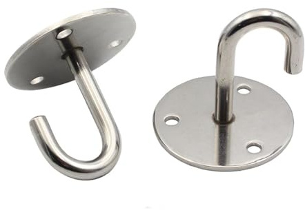 Stainless Steel Round Base Screws Mount Ceiling Hooks Hanging Hook for Ceiling Fan Yoga and Hanging Plant Diameter 70mm 2PCS